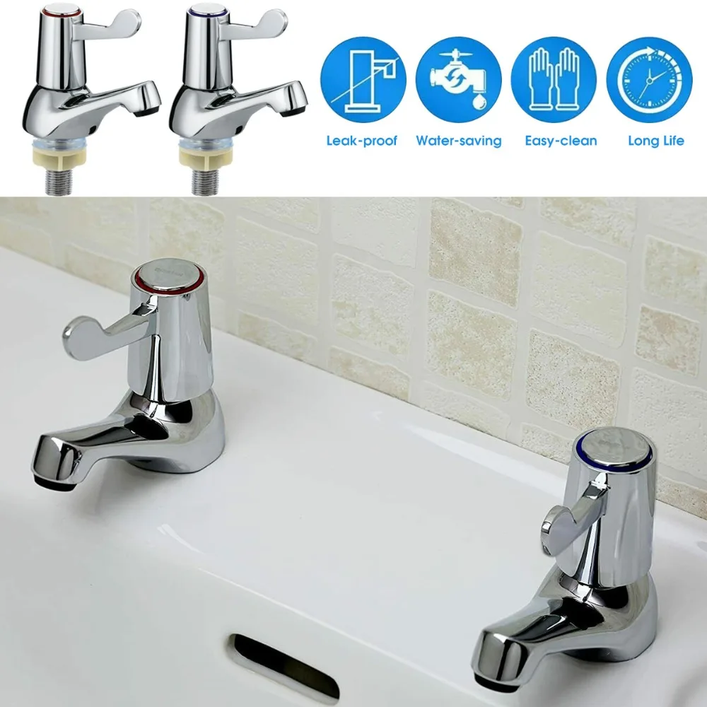 2 pezzi set di rubinetti gemelli in lega robusta durevole coppia calda e fredda rubinetto tradizionale lavabo lavello rubinetti del bagno accessori per il bagno