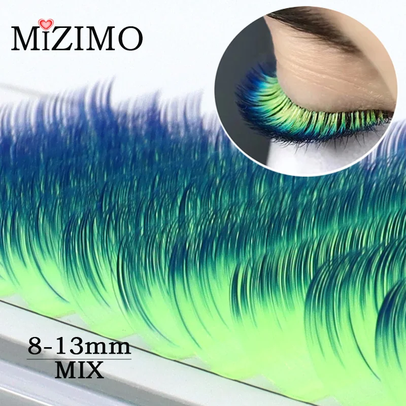 Color Single Grafted False Eyelashes Mixed Length Mixed Gradient Color Natural Softness Extension 0.07/0.1 C/D 8-13mm