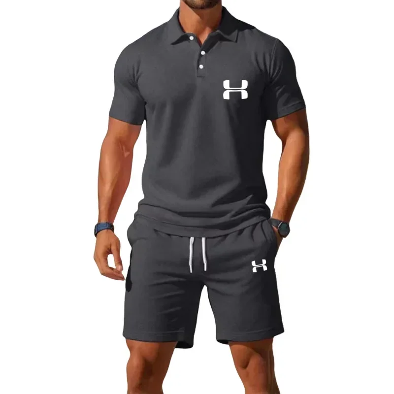 2026 Summer New Men Quick Dry Breathable Loose Lightweight Half Zip Polo Shirt Two Piece Basketball Sports Casual Set view 5