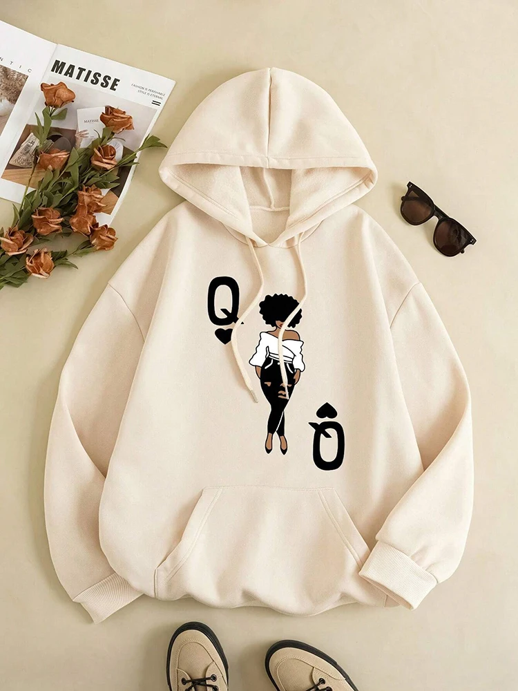 Interesting Girl Avatar Card Printing Women's  Hoody Fashion Fit Sweatshirt Casual Fleece Hooded Autumn Comfortable Tracksuit