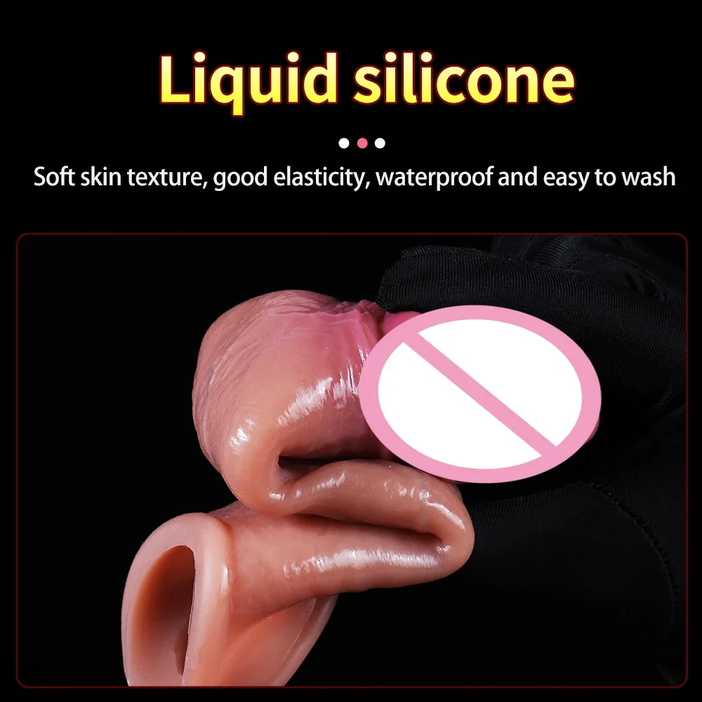 Realistic Penis Sleeve Reusable Silicone Extender Condom Male Enlargement Delay Penis Cocks Cover Adult Sex Toys For Men Tools