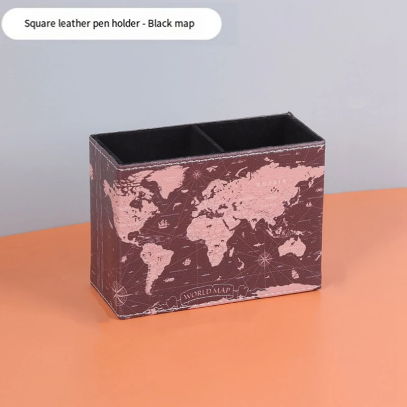 1 PCS Desk Pen Holder Pencil Desk Organizer As Shown 5.9X 4.3X 2.8Inch World Map Pattern Pencil Holder For Office