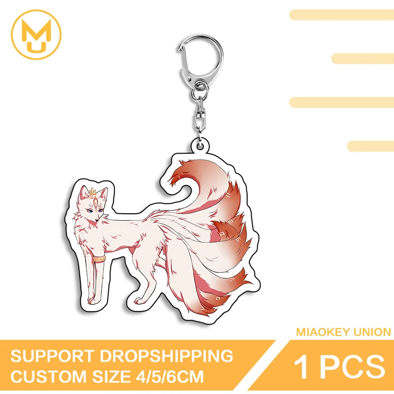 Adorable Fox Well Made Durable Design Double Sided Keychain Premium Acrylic Waterproof Key Ring Gift For Friends Accessory