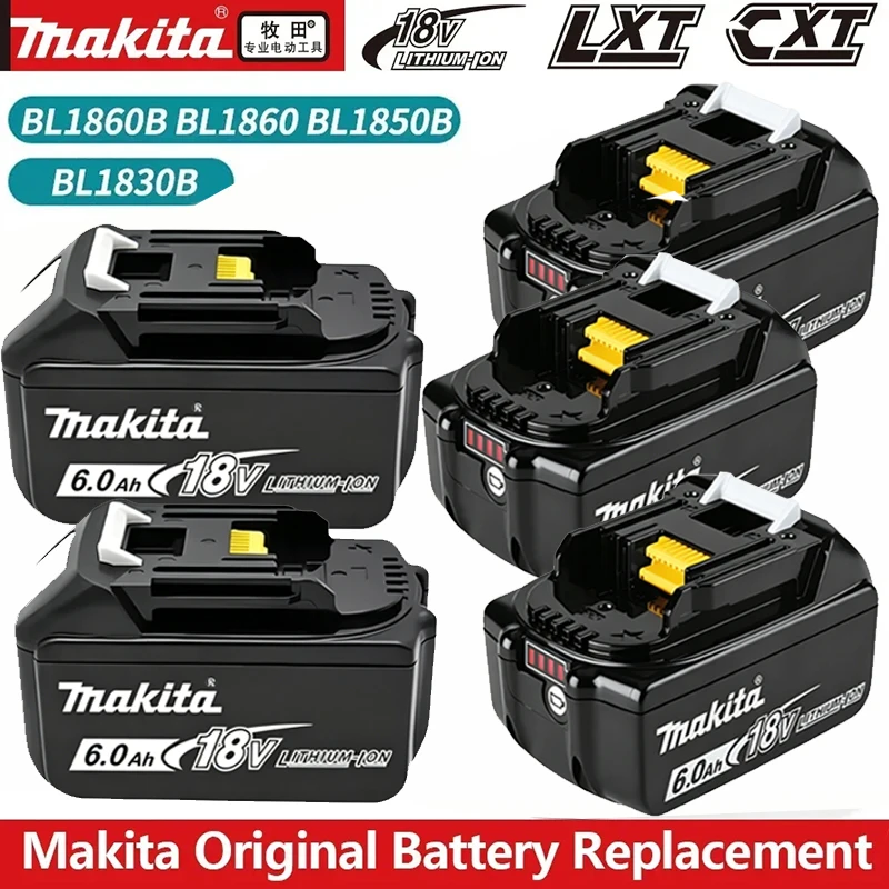 Makita Battery 6.0Ah 100% Genuine for Makita 18V Battery BL1860B BL1850B BL1850 BL1860 DDF487 Replacement Lithium Battery
