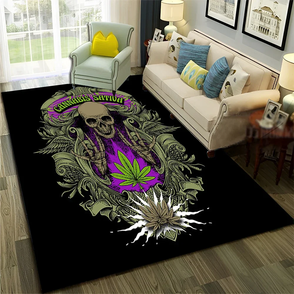 دخان القيقب الاعشاب النباتات الأخضر الموت الجمجمة السجاد البساط للمنزل غرفة المعيشة غرفة نوم أريكة ممسحة ديكور ، منطقة البساط عدم الانزلاق الكلمة حصيرة