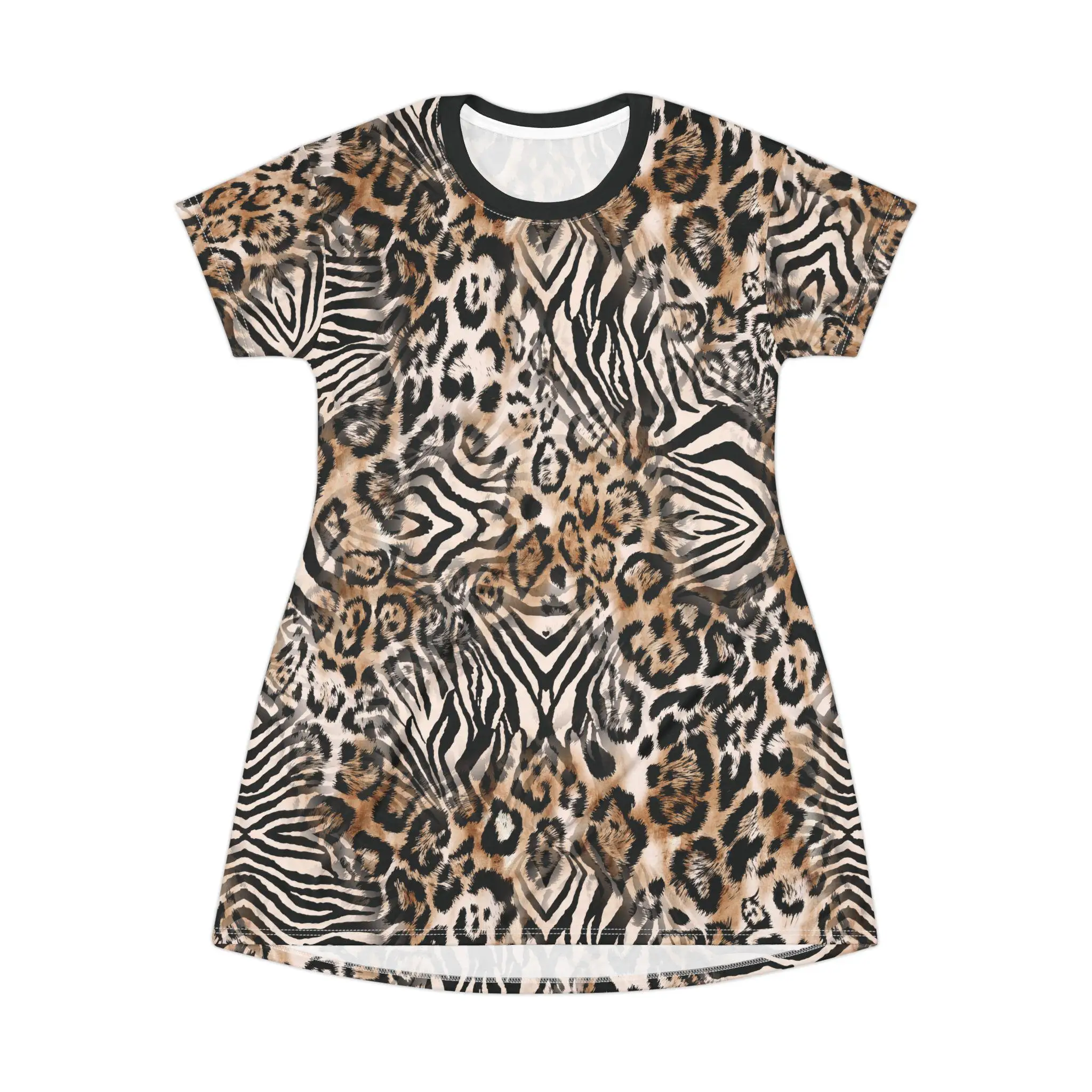 الحيوانات البرية تي شيرت مطبوع فستان الصيف عادية نمط أنيق ومثير ليوبارد طباعة المرأة فستان بأكمام قصيرة Y2k السيدات الملبس #3