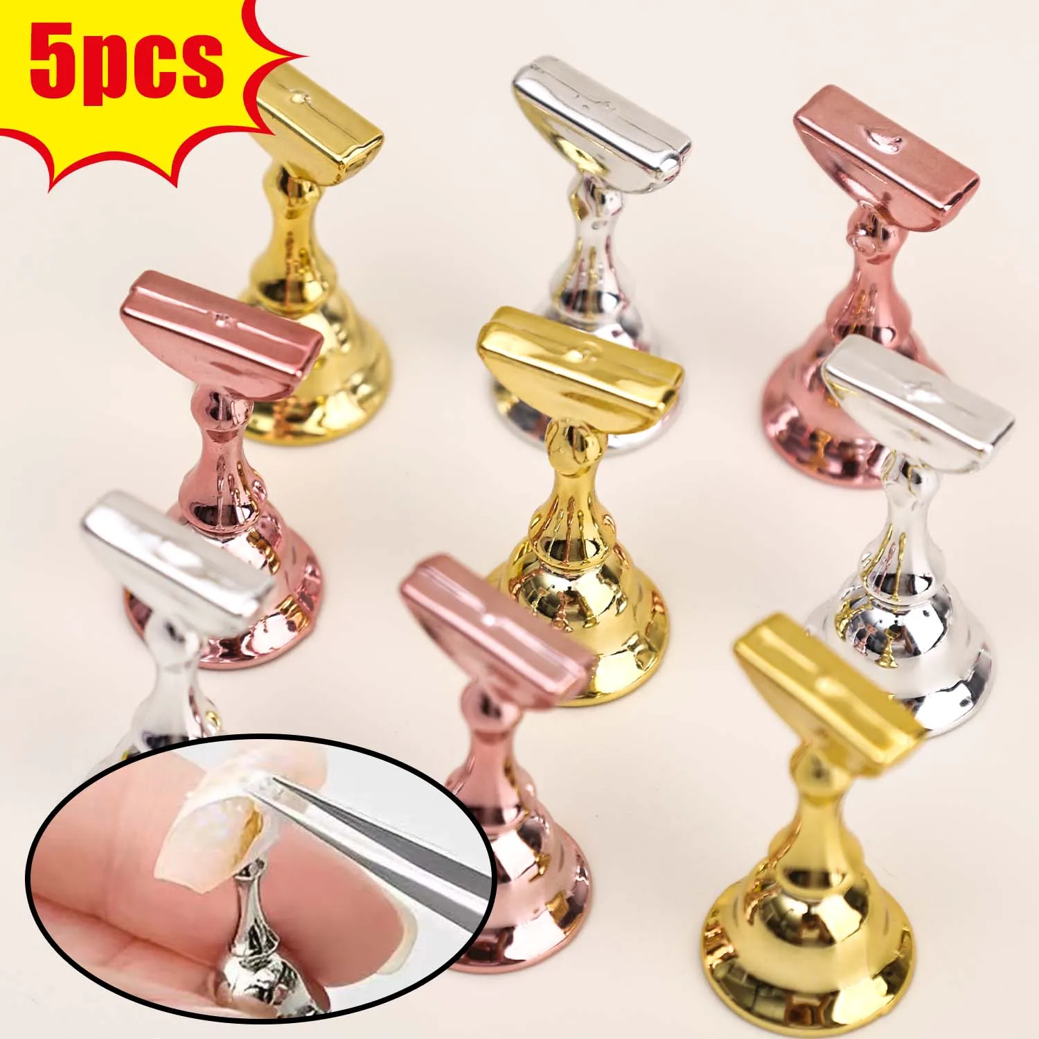 

5 шт., магнитные типсы, набор подставок для практики, акриловый дисплей для ногтей, УФ-гель-лак, держатель для инструмента для практики маникюра