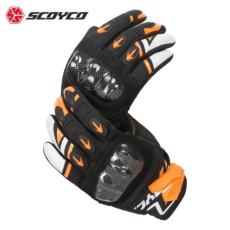 SCOYCO New Summer Motorcycle Gloves Carbon Fiber Shell Protective Gloves Professional Protective Non-slip Full Finger Gloves