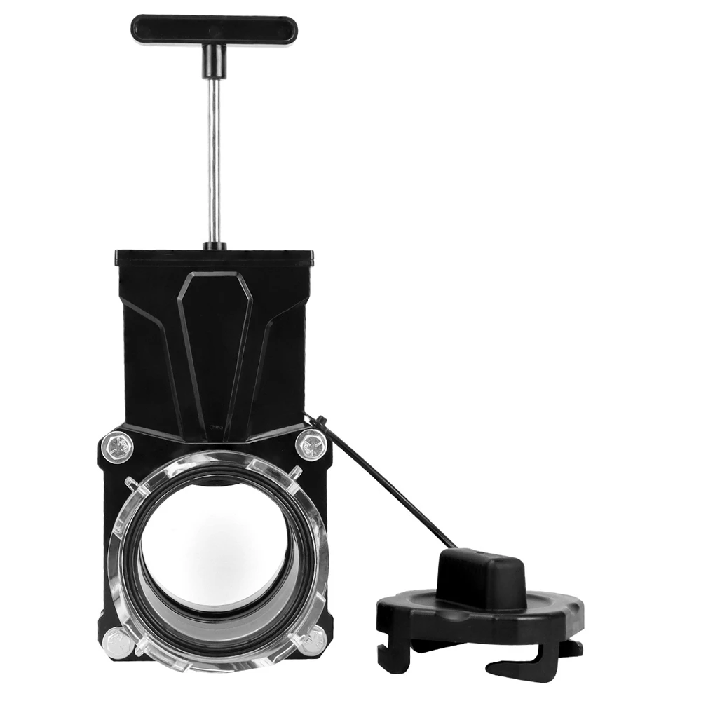 

RV Gate Valve Features Built-In 3.5-Inch Clear Adapter & 4 Bayonet Prongs Fits 3-Inch Sewer & Connects to RV Drain Pipe (39053)