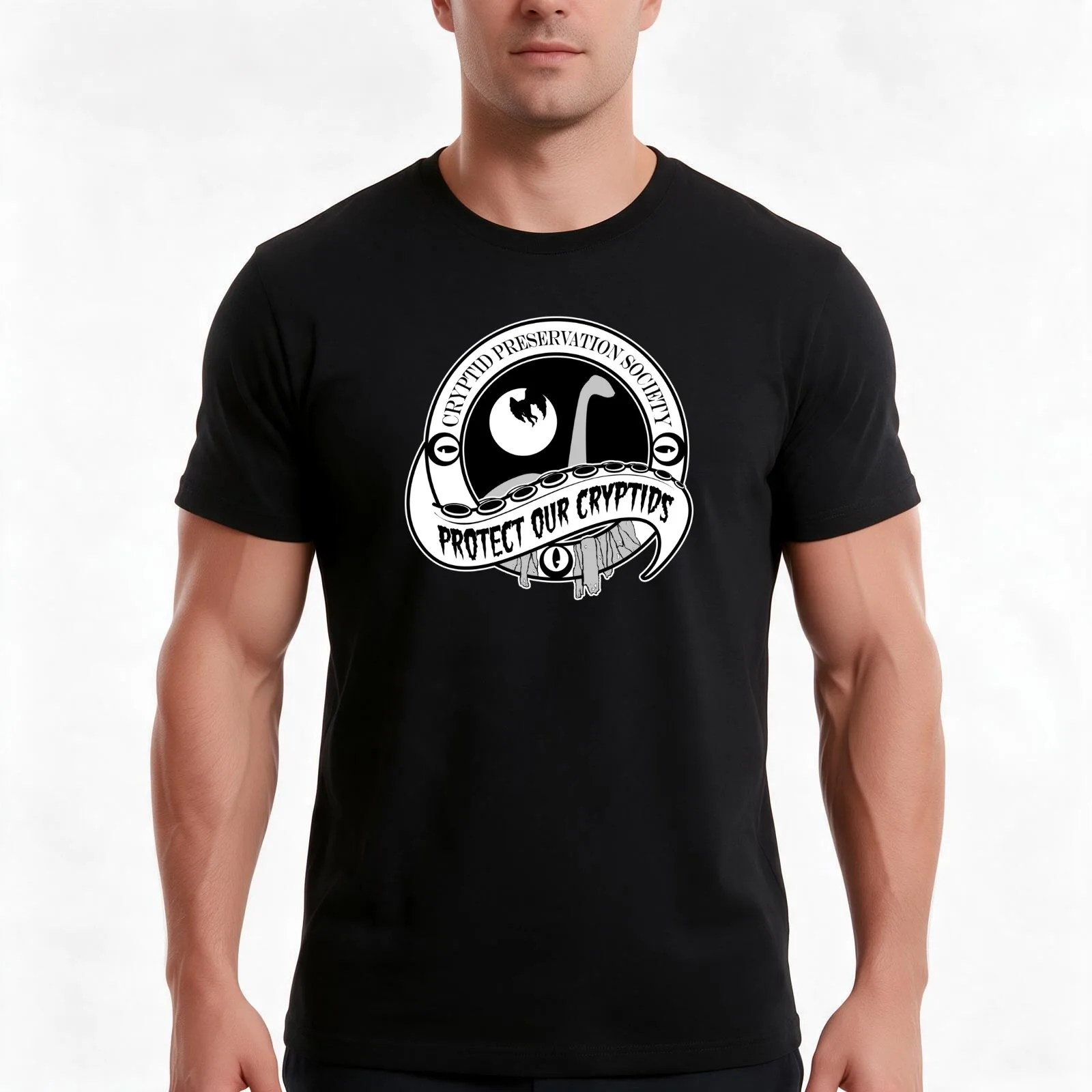 Cryptid Preservation Society T-Shirt, Summer Casual Cotton Tee, Oversized Streetwear Tops, Vintage Graphic Print, 100% Cotton