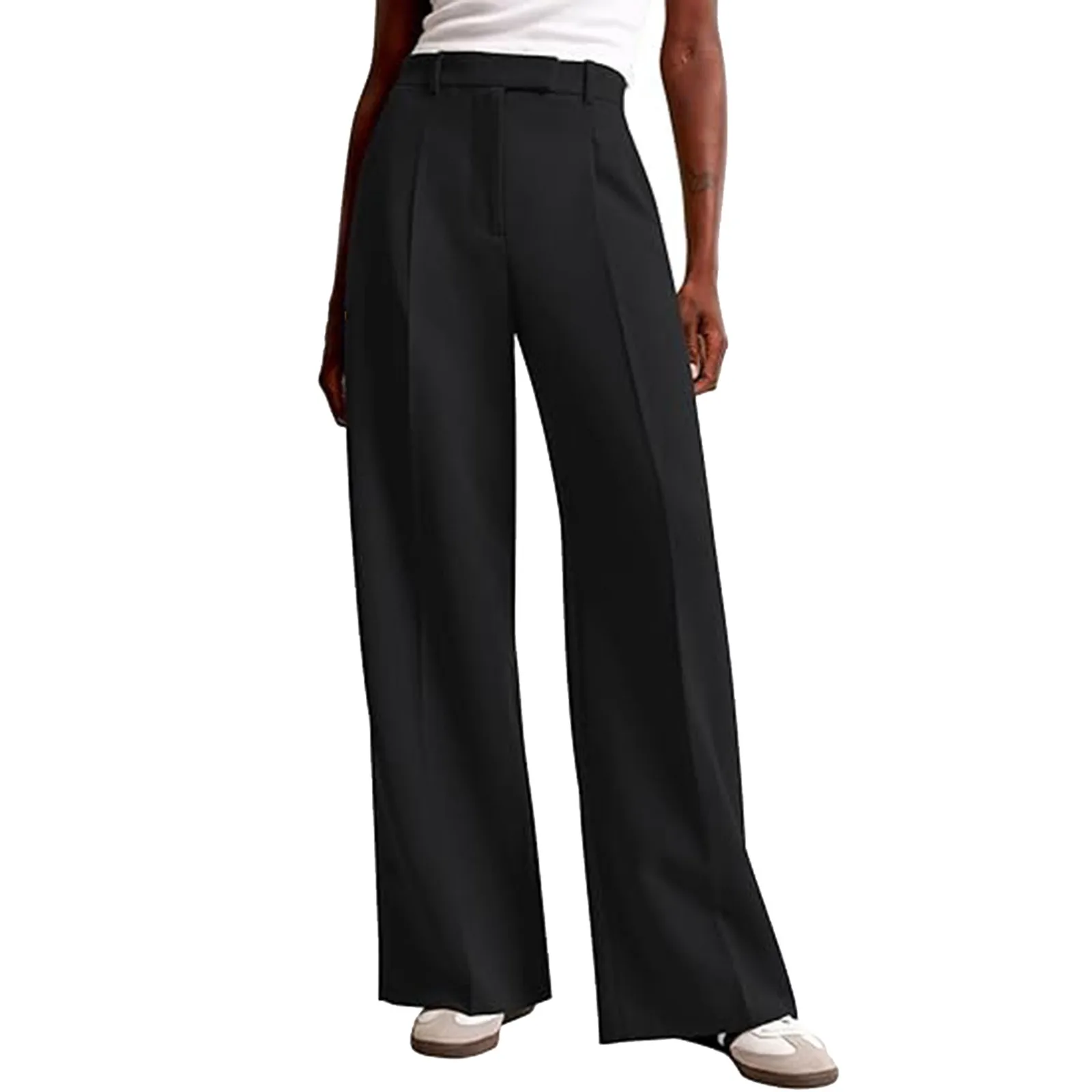 

High Waist Women's Wide Leg Dress Pants Business Work Women Pants Casual Pockets Streetwear Office Ladies Formal Trousers