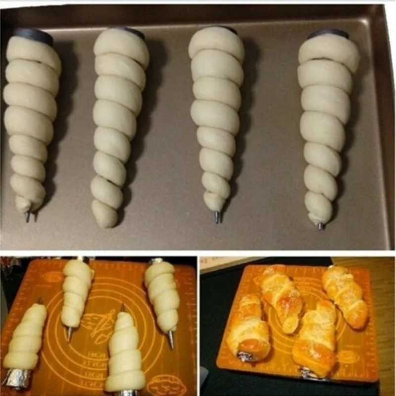 6Pcs Stainless Steel Cone Shape Croissant Denmark Pointed Metal Baking Tools Making Croissant Roll Bread Home Kitchen Supplies