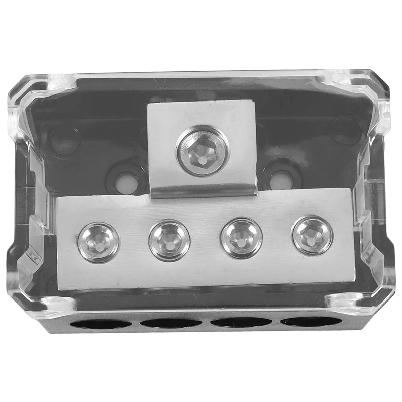 4Way Power Distribution Block 0/2/4 AWG Gauge In 4/8/10 Gauge Out Car Audio Connecting For Audio Splitter X2(1 In 4 Out)