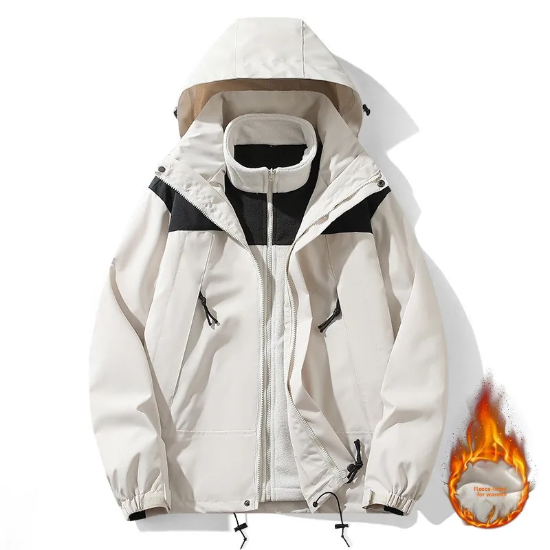 

Мужская уличная футболка Jaet Fce на подкладке, съемный ветрозащитный водонепроницаемый жилет, хлопковая одежда средней длины Thiened