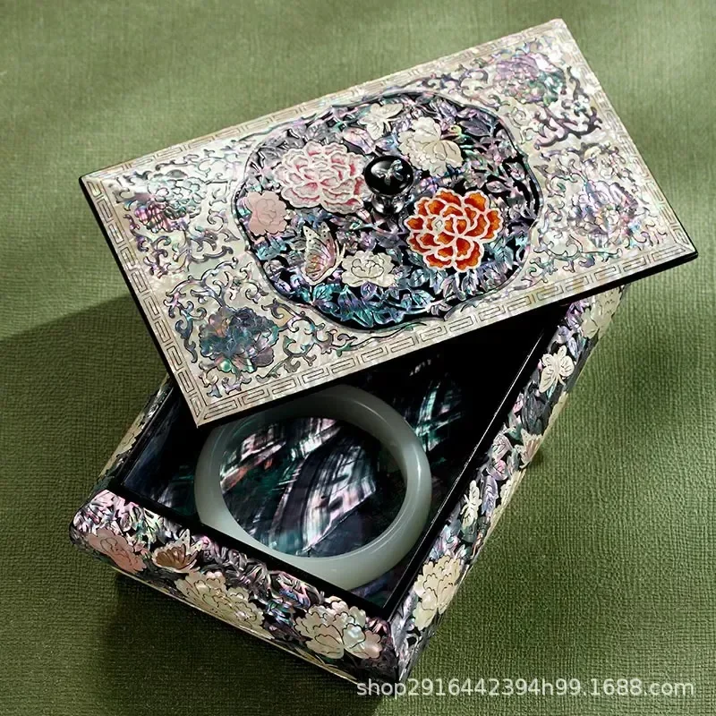 for Jinbei Legend Snail Wooden Jewelry Box Retro Chinese Necklace Storage Organizer Wedding Gift for Princess Girls Home