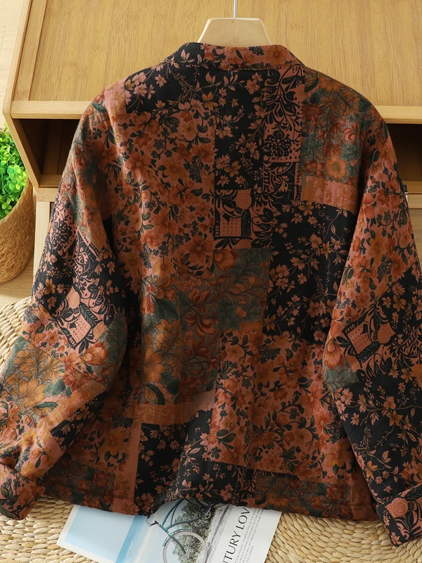 

Женская хлопковая куртка в китайском стиле в стиле ретро, свободная посадка, теплое пальто на пуговицах, удобная зимняя верхняя одежда большого размера