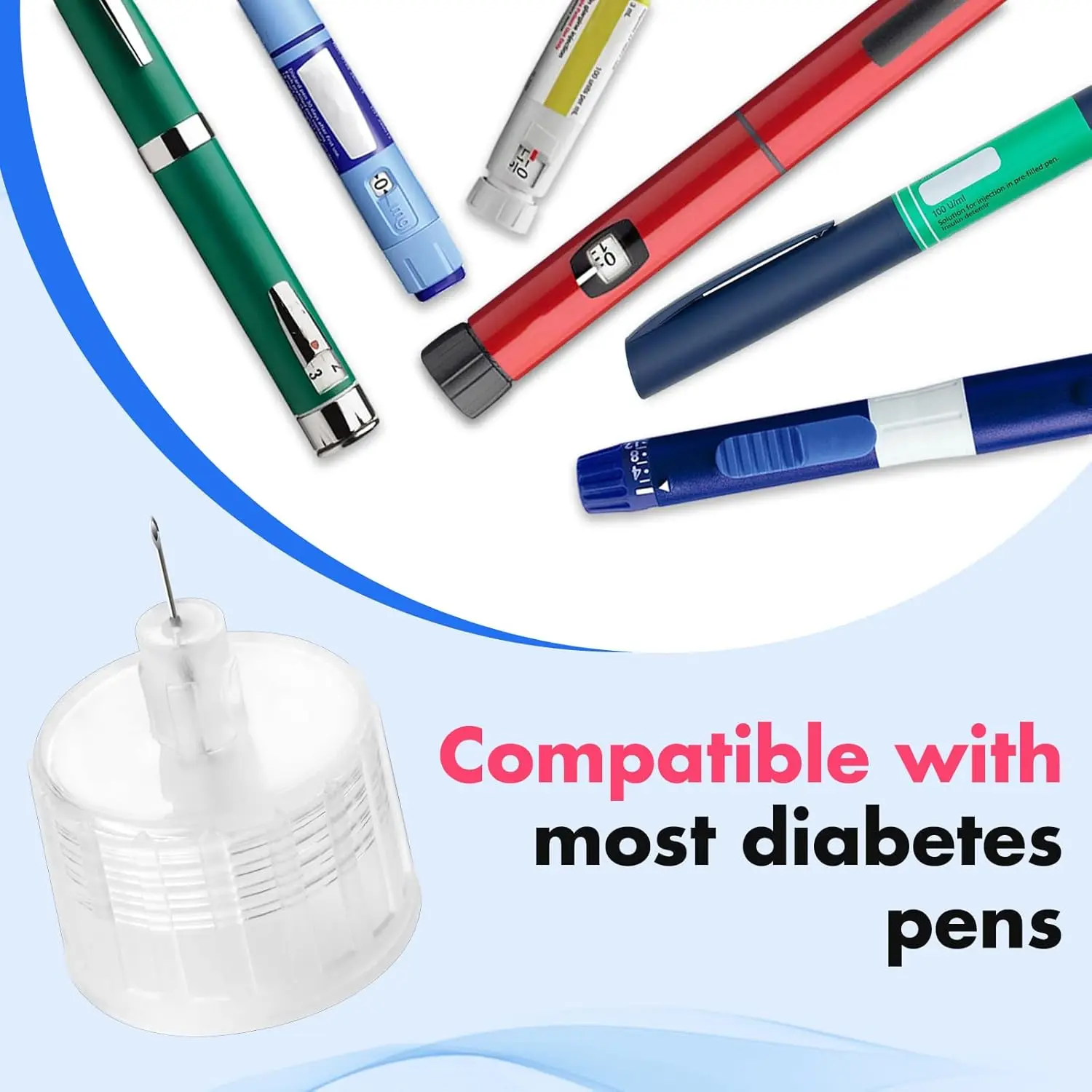 100pcs Disposable 4/6/8mm Medical Insulin Pen Tip Insulin Injection Pen Injection Needle Embroidered Pen Tip for V1 V2 V3 Pens