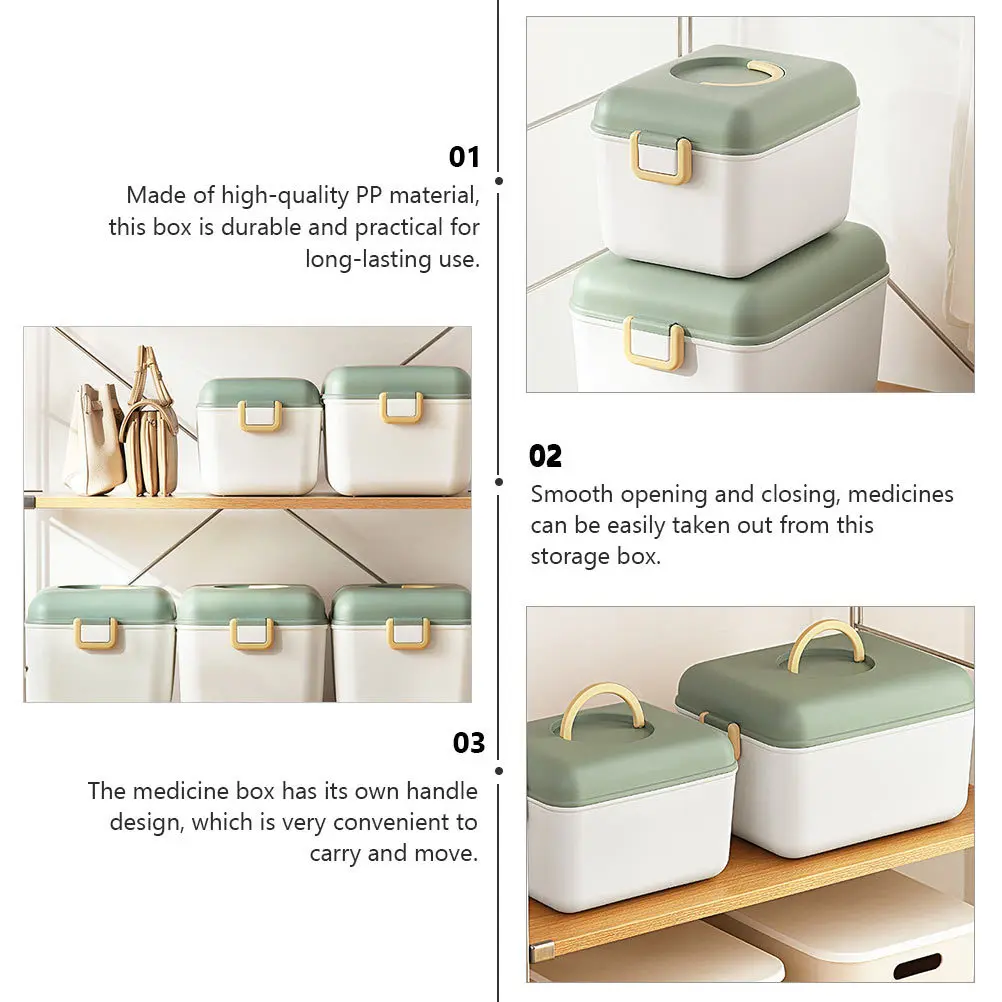 

1Pcs Household Medicine Storage Box Durable PP Material Organizer for Home Travel Large Capacity Medicine Box First Aid Case