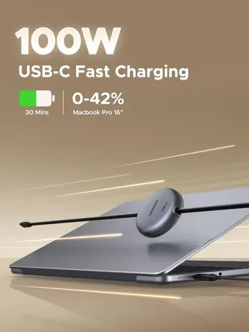 Кабель UGREEN 100W Nexode USB-C с выдвижным шнуром, зарядный кабель Type-C для iPhone 17/16/15