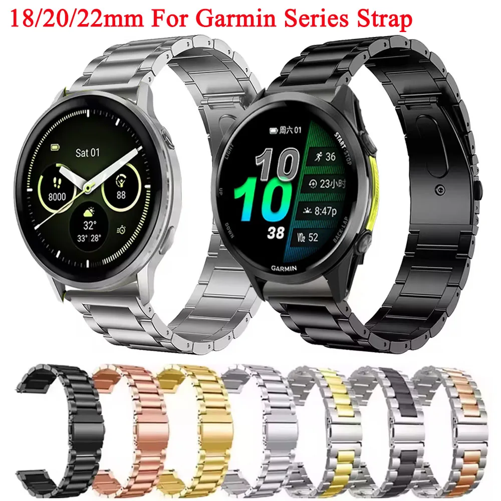 18 mm 20 mm 22 mm Edelstahlarmband für Garmin Venu 4 45 mm 41 mm/Active 5 6/Approach S70/Forerunner 970 570 255 158 Metallarmband