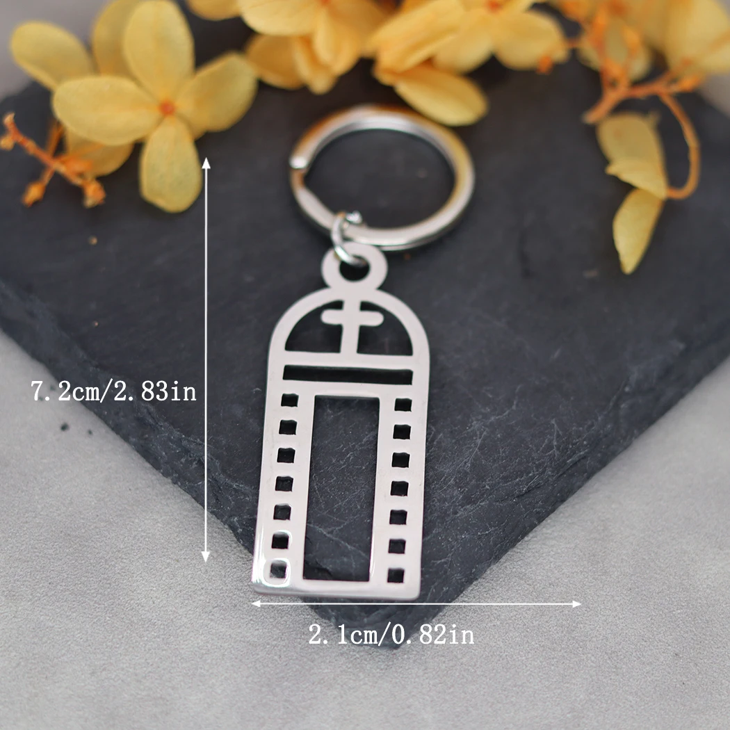 QIMING Religious Jesus Cross Keychains Women Stainless Steel Jewelry Vintage Key Rings Men Party Gift