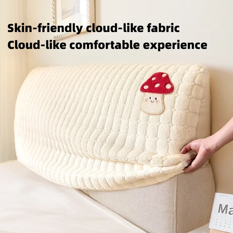 Nordic Style Headboard Cover Soft Thick Velvet Quilted Design All Inclusive Dust Proof Protection Easy Install Bed Back Cover