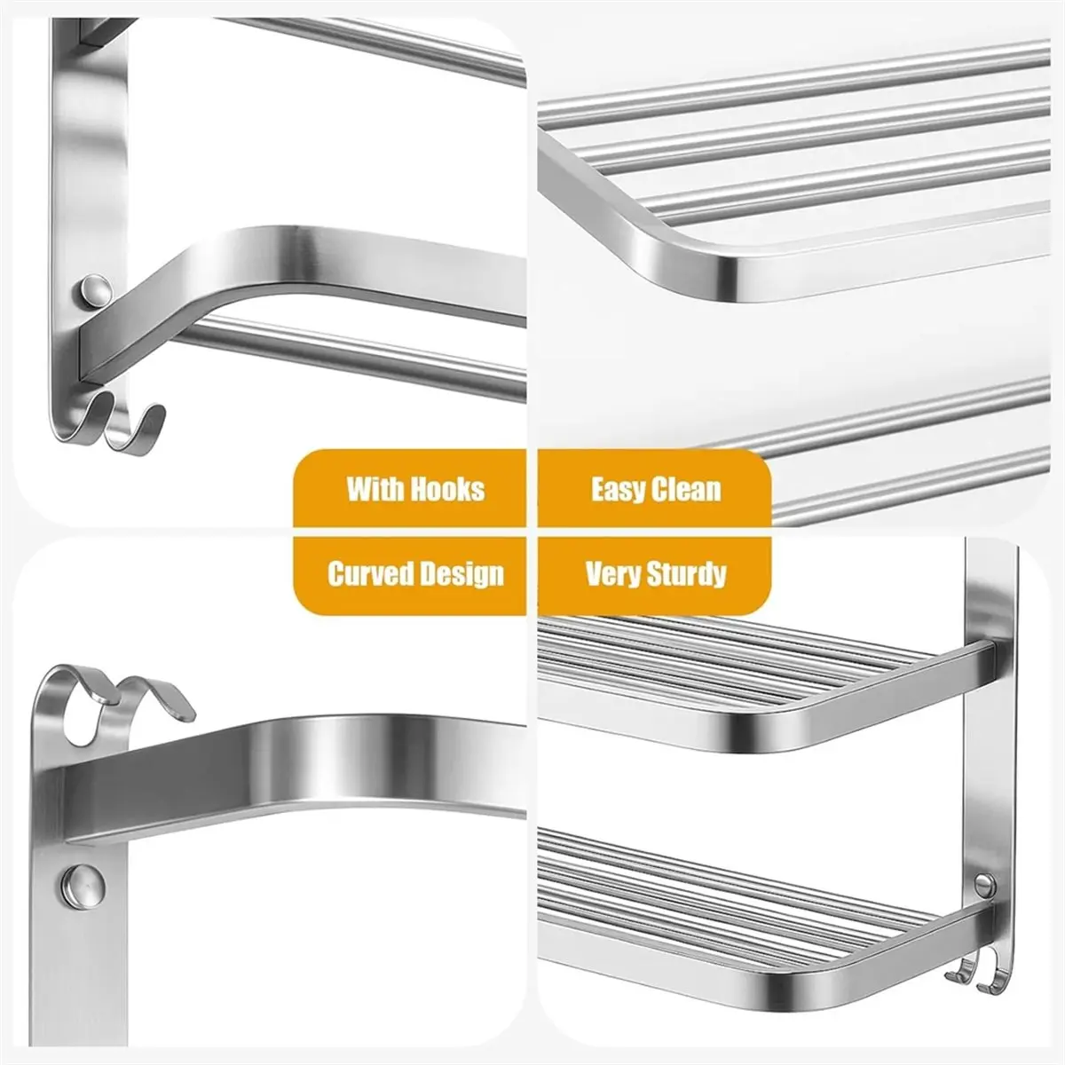 Bathroom Towel Rack 3-Tier Stainless Steel Wall-Mounted Towel Bar Holder for Bathroom, Lavatory, Hotel Towel Storage