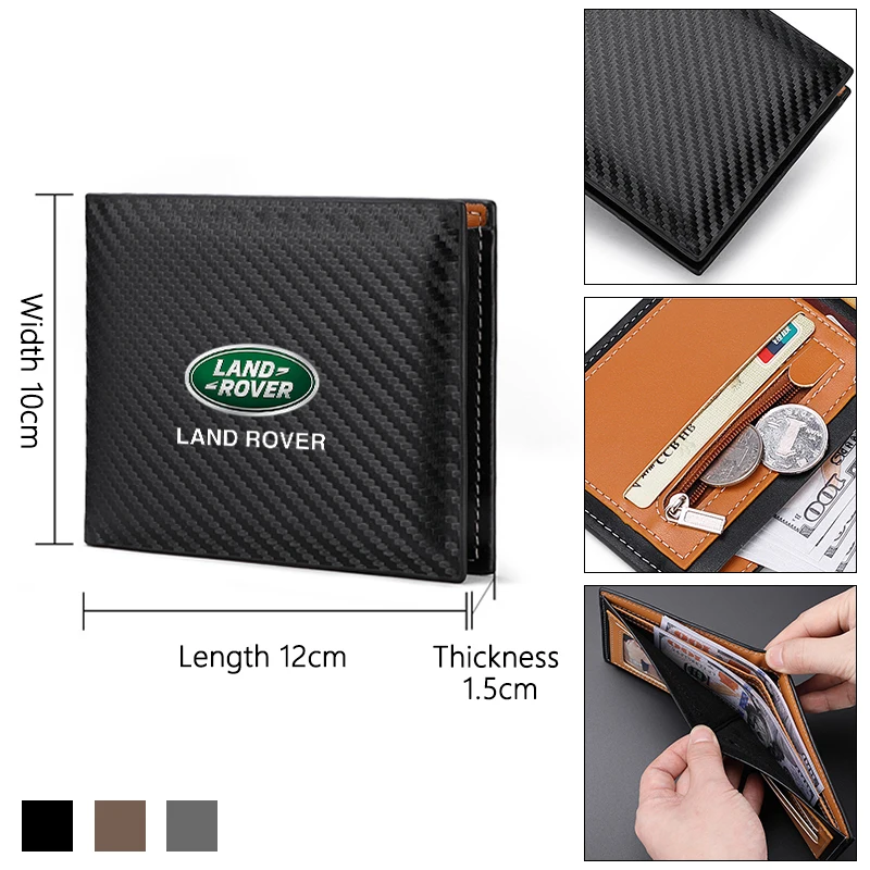 

Carbon Fiber Leather Car Wallets Bank Cards ID Card Storage Money Bag For Land Rover Range Rover L322 Sport Discovery Freelander