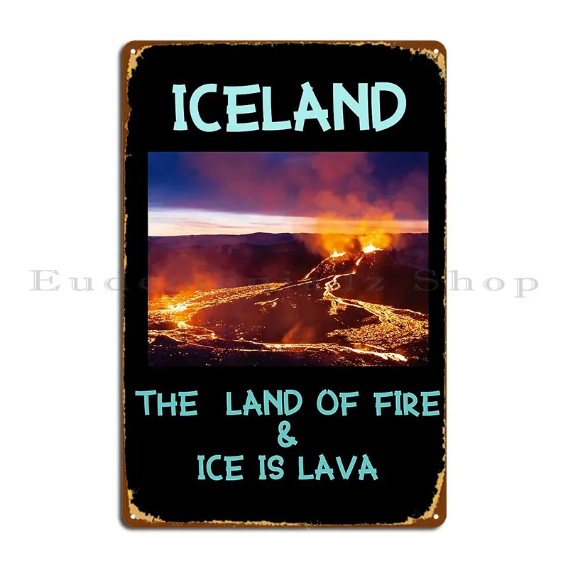 Fagradalsfjall Volcanic Eruption In Iceland Metal Signs Plates Home Pub Customized Classic Tin Sign Poster