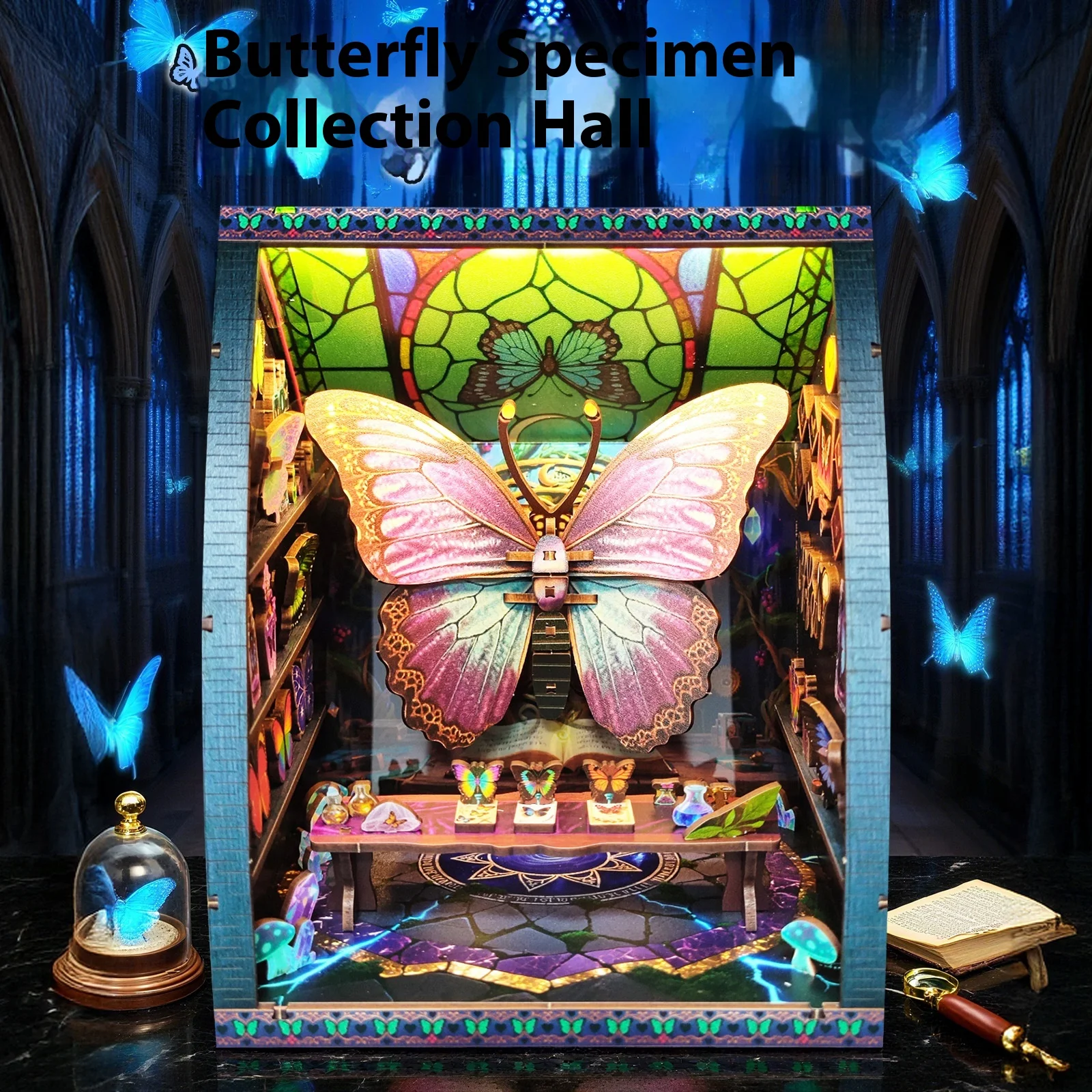 Maison de scène à faire soi-même, support de Collection de papillons, maison d'art créative, assemblage fait à la main, jouet éducatif, cadeau, maison de poupée Miniature