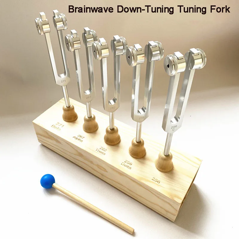 Professional 5 Tuning Forks Set with Mallet & Wooden Stand for Sound Healing, Chakra Balancing & Relaxation