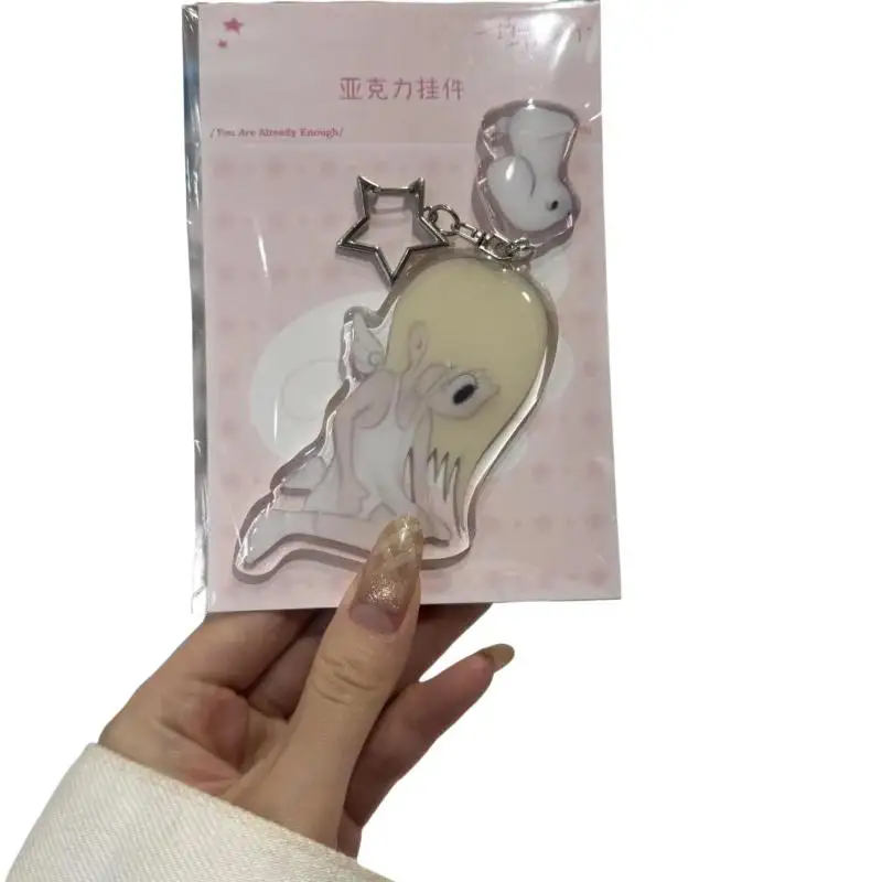 INS Damen Engel Mädchen Stern Acryl Schlüsselanhänger Set Niedliche Cartoon-Figur Taschenanhänger Schlüsselketten Japanischer Schmuck – Detail 5