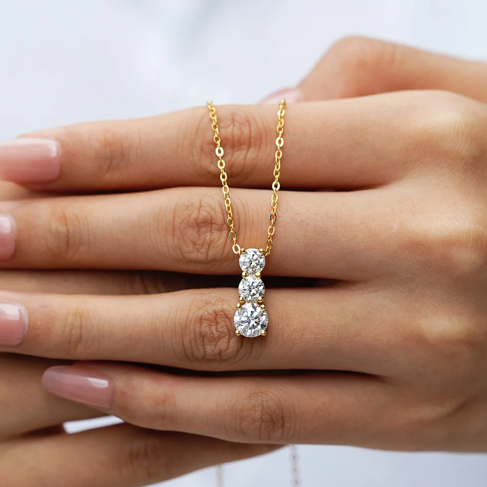 

Luxury 100% Real 18k Gold Women's Diamond Pendant Sansheng III 2 karat Moissanite Pendant Necklace