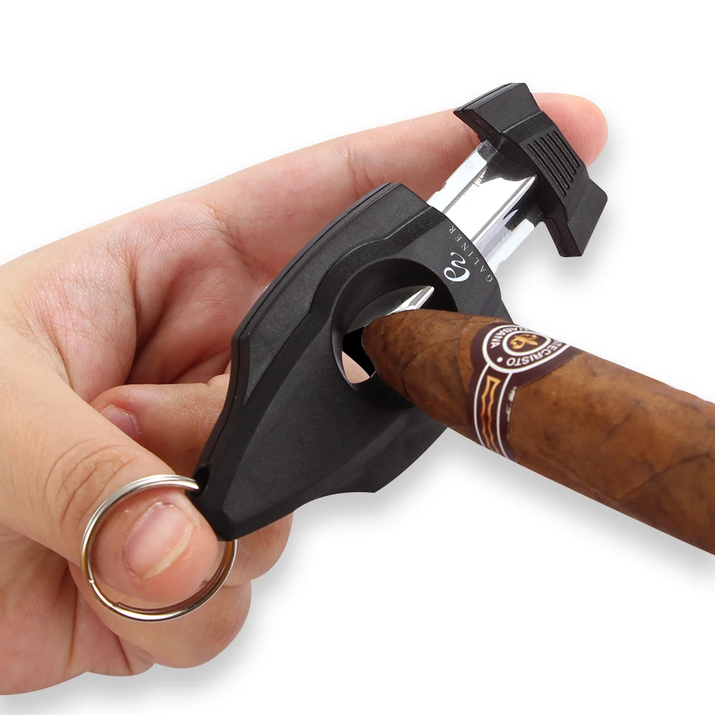 GALINER Plastic V Cut Stainless Steel Blade Cigar Cutter Sharp Sigaar Cutting Tool Cigars Guillotine Pocket Zigarren Cutter