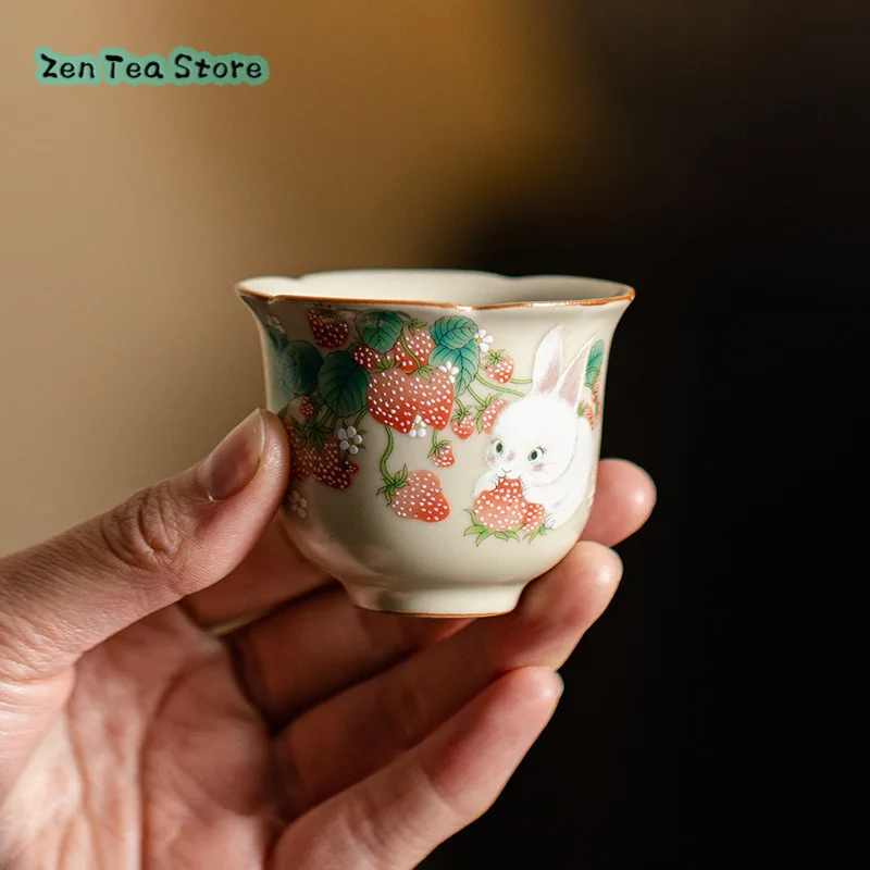 Chinese Cream-yellow Ru Kiln Open Piece Can Be Raised Ceramic Tea Cup Flower Cup Master Cup Sample Tea Cup Smell Cup