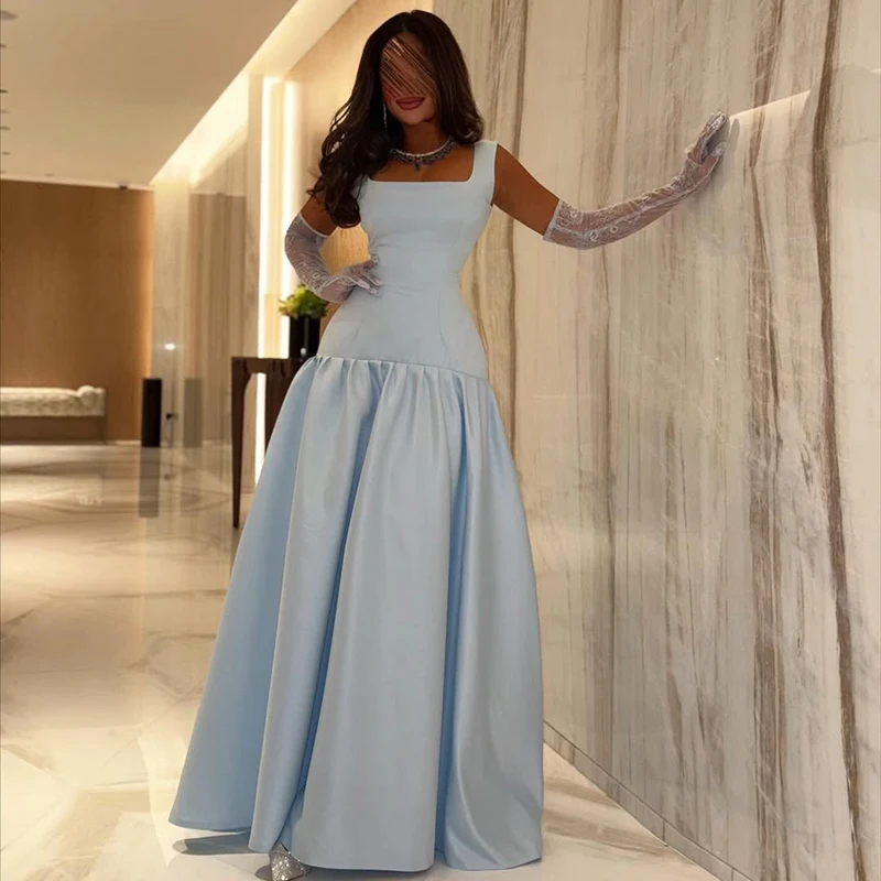 

Thinyfull 2026 A-Line Prom Evening Dresses Saudi Arabia Square Collar Bow Blue Party Dress Night Cocktail Prom Gowns Customized