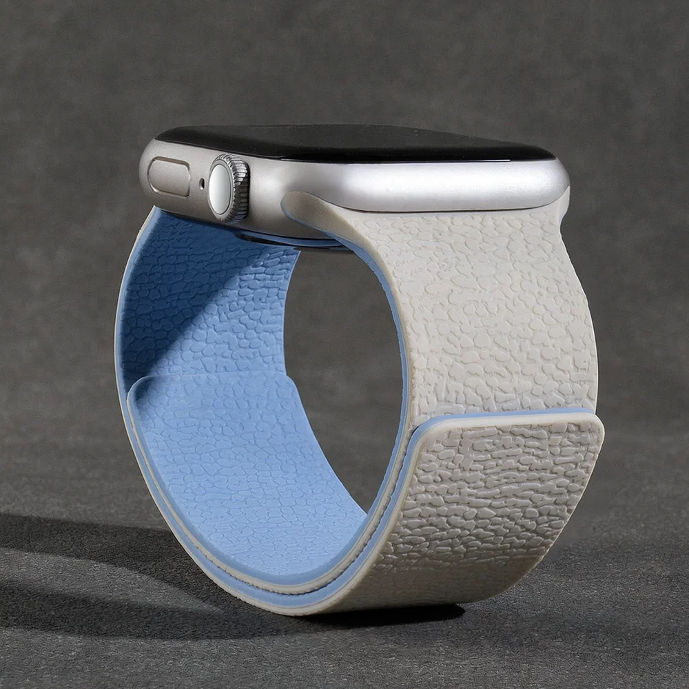 Magnetic Closure Silicone Sport Strap For Apple Watch Series 11 10 42mm 46mm Litchi Pattern Bracelet Durable Wristband Accessory