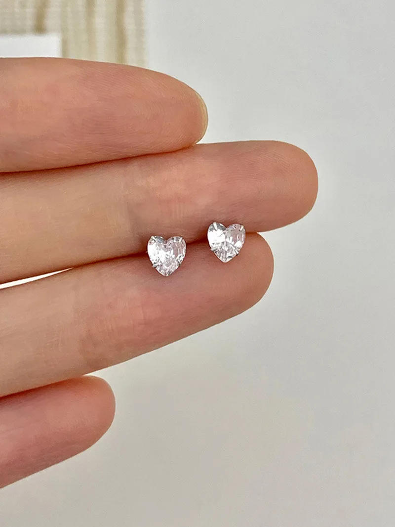 925 Sterling Silber 4/5/6mm Herz-Piercing-Ohrstecker für Frauen, Verlobung, eleganter, luxuriöser Qualitätsschmuck im Großhandel – Detail 11