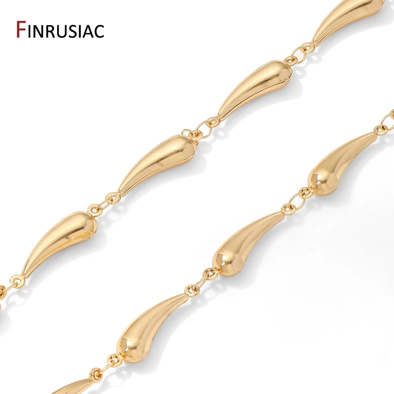 

6.5*24.8mm 14K Gold Color Stainless Steel Hollow Smooth Tear-Shaped Charm Chain For DIY Bracelet Necklace Jewelry Accessories