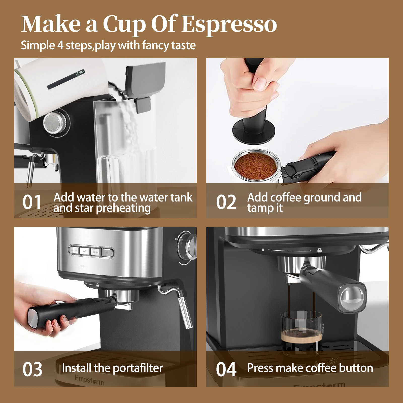 Empstorm 01E Professional 20bar Semi-Automatic Coffee Maker Manual Espresso Discount Coffee Machine For Nespresso Capusles