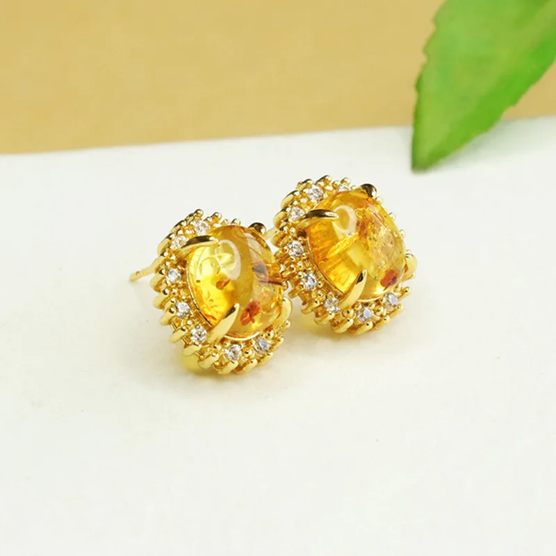 أقراط بيبالد العنبر الطبيعية قطرات الأذن زخرفة المجوهرات النسائية 3122104