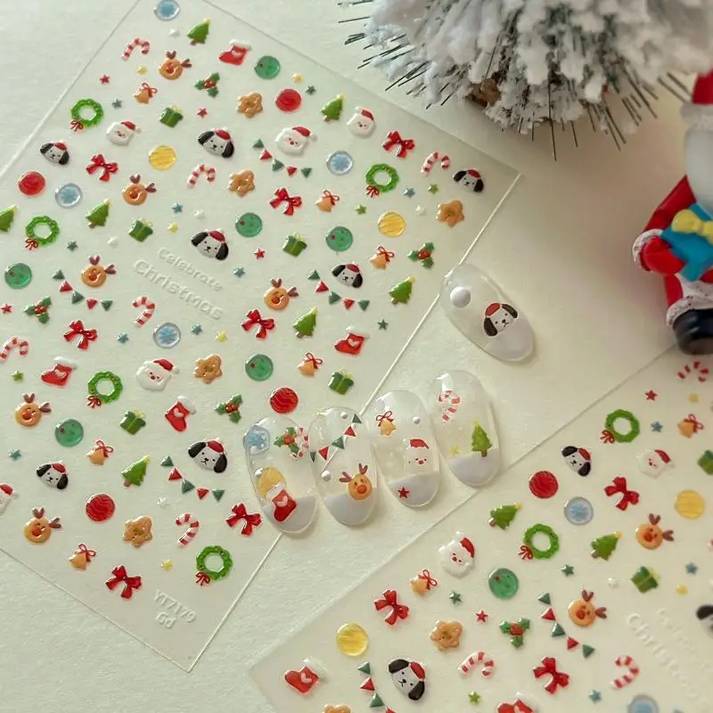 DIY Nail Art Decoration Cartoon Christmas Nail Art Sticker With Gold/Silver Snowflakes Iridescent Sparkle Manicure Decals