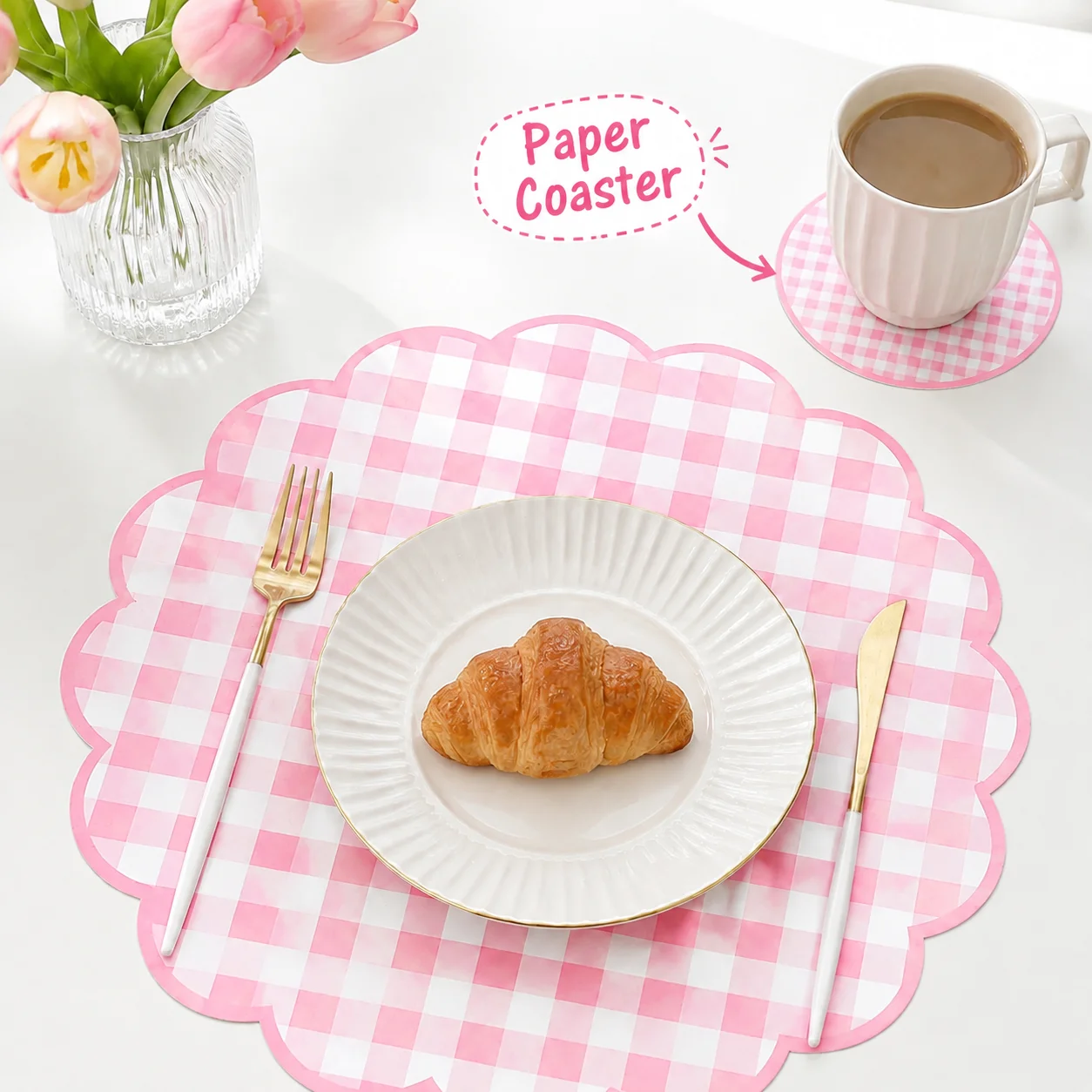 30pcs white plaid placemats coasters placemats home living room dining table afternoon tea table decoration multi-scene use