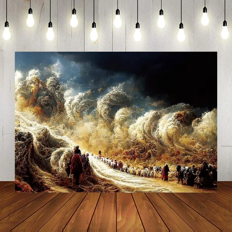 Passover Photo Booth Backdrop Pesach Moses Crossing The Red Sea Jewish Festival Photography Background Wall Decoration Banner