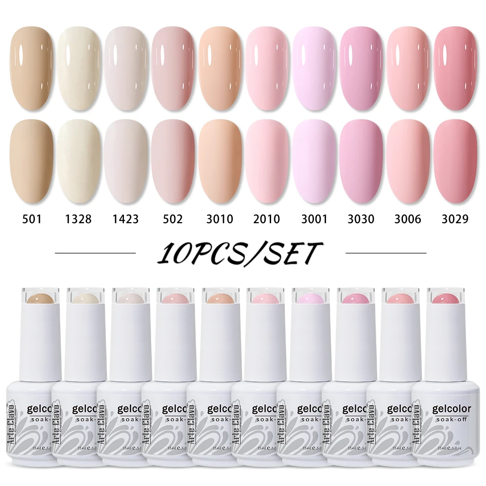 

Arte Clavo 15 мл Набор телесных розовых гель-лаков для ногтей Стойкий полуперманентный УФ-светодиодный гель-лак для дизайна ногтей Soak Off Painting Varnish