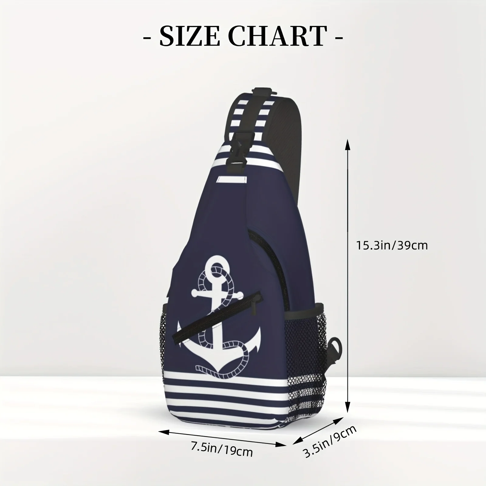Crossbody Chest Bag Hiking Nautical Anchor Print Shoulder Bag Folding Large Capacity Fashion Durable For Work Leisure Travel