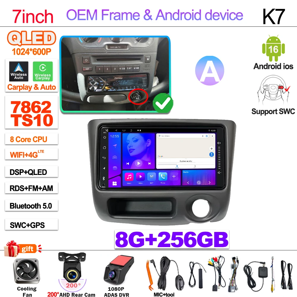 7“ 9” Android 16 Autoradio Voor Toyota Vitz XP10 Yaris Platz Echo 1999 2000 2001-2005 Multimedia Video Player Carplay GPS RDS