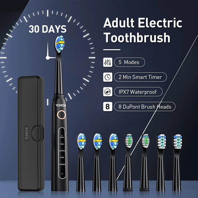 

Electric toothbrush multiple brush heads ultra-dense soft bristles rechargeable fully waterproof high-tech design genuine