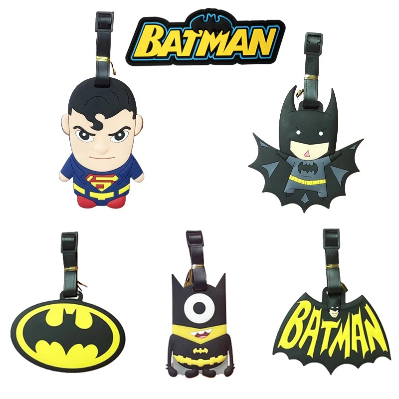 Batman Cartoon Silicone Luggage Tags Travel Accessories for Bags Suitcase Label Portable Anime Luggage Name ID Address Tag Label