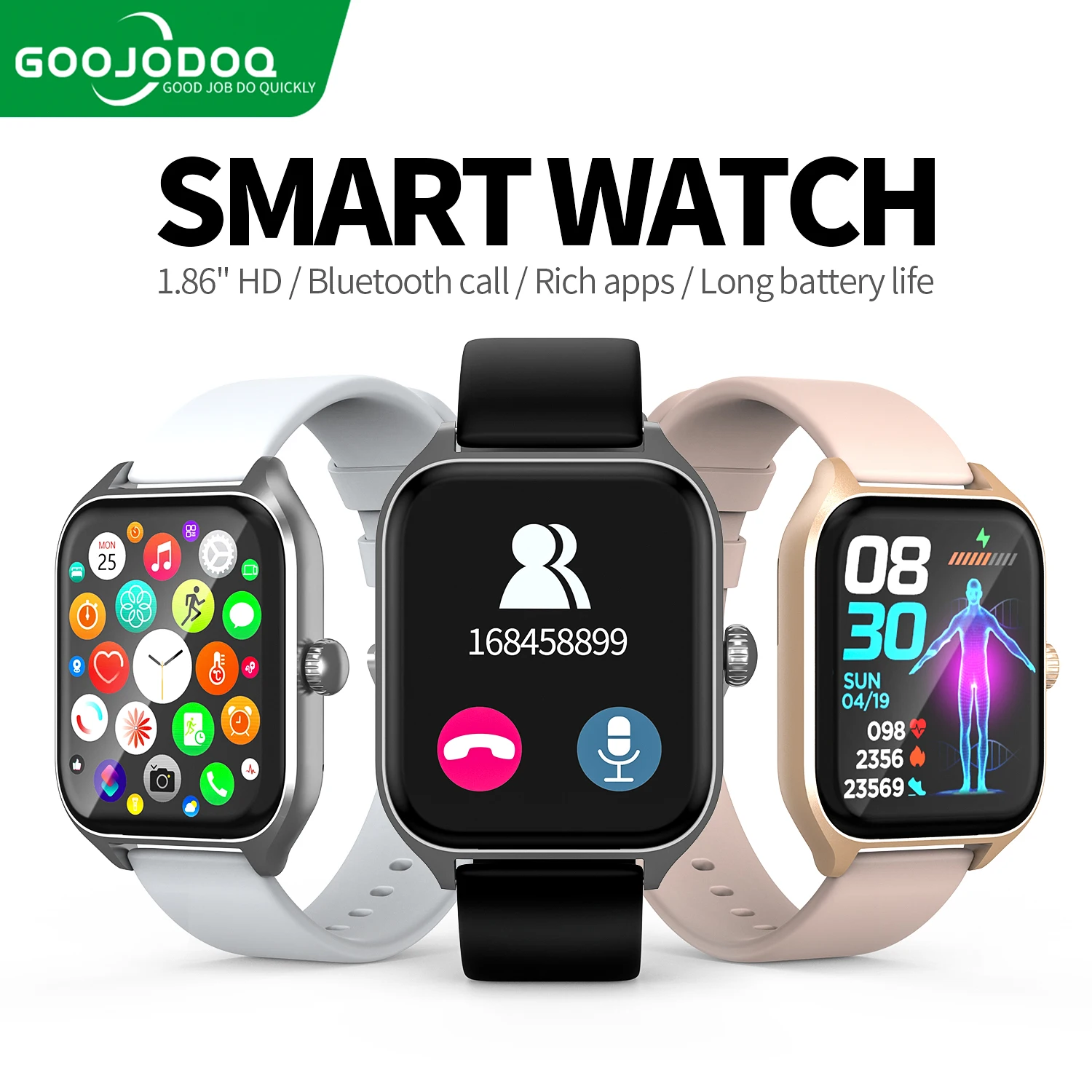 GOOJODOQ 2024 new smartwatch Answer incoming calls Music Play Health Exercise Bracelet Fitness IP68 waterproof